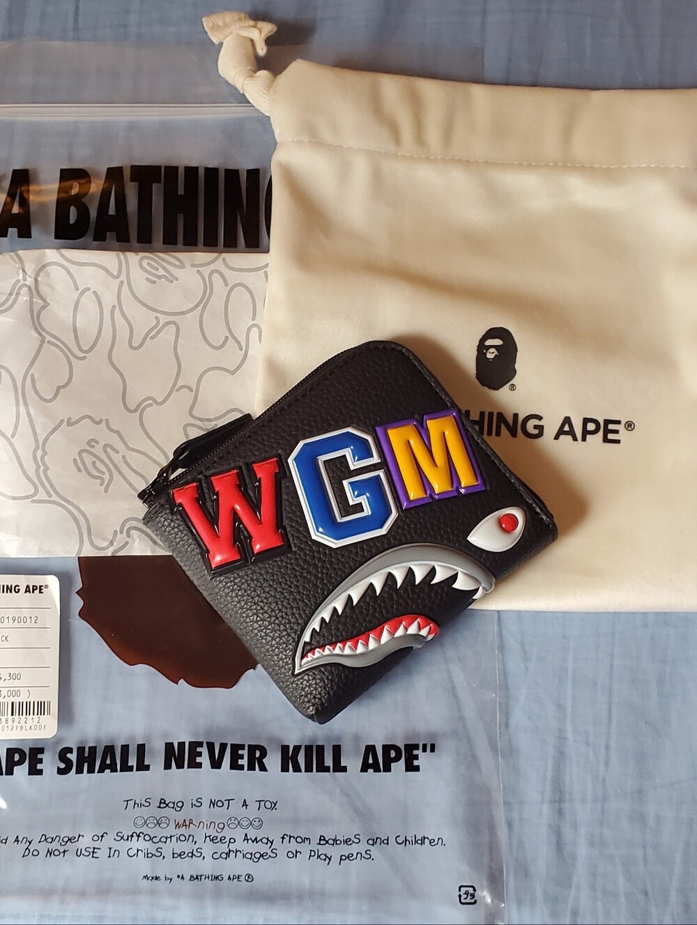 Bape Black Leather Shark Wallet NWT
